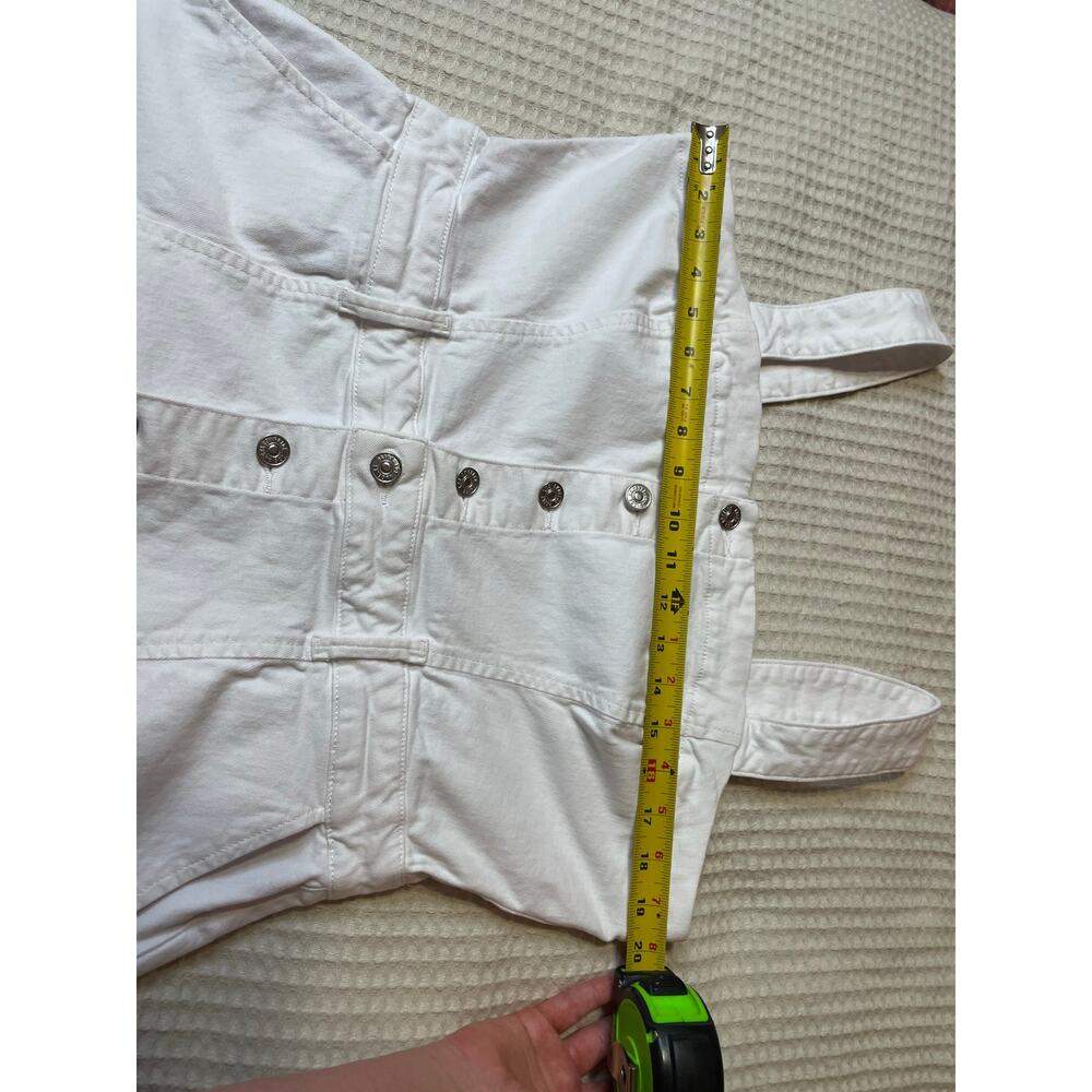 PAIGE Maddy Crisp White Denim Button Up Sleeveless Midi Dress Size 12 Minimalist - Picture 6 of 13